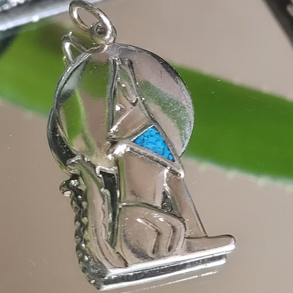Turquoise Native American Wolf Moon Pendent